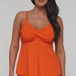 Vibrant Orange Twist-Front Tank Top